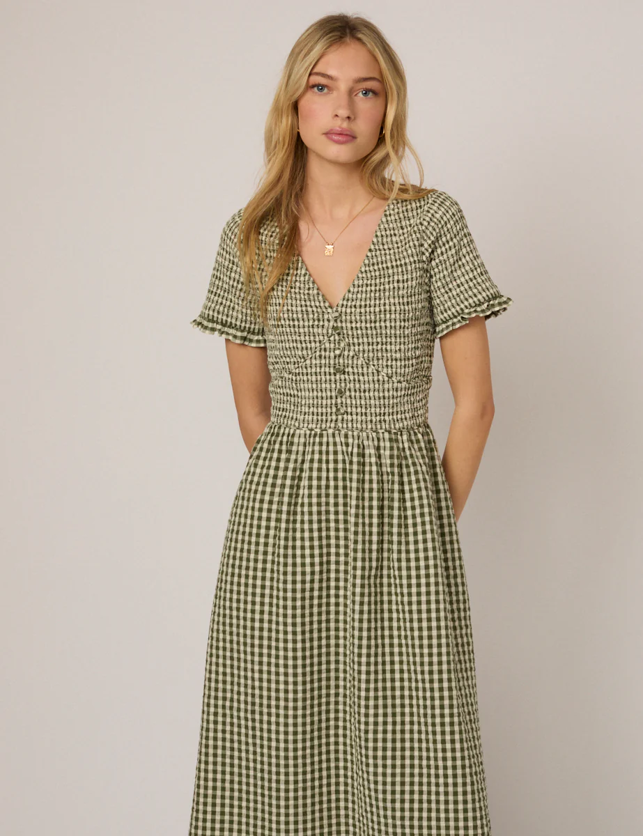 Green Gingham Eliza Midi Dress - Image 4