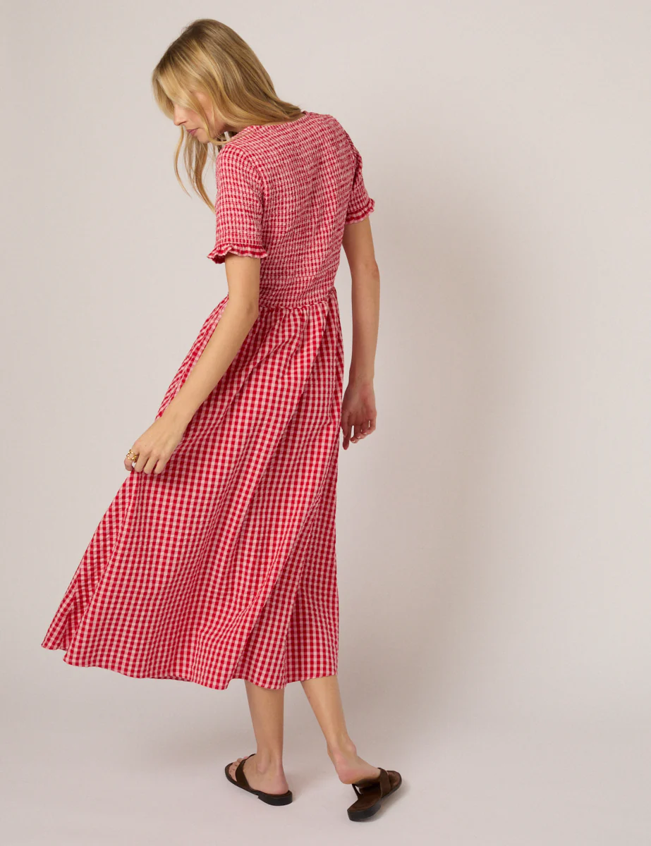 Red Gingham Eliza Midi Dress - Image 5