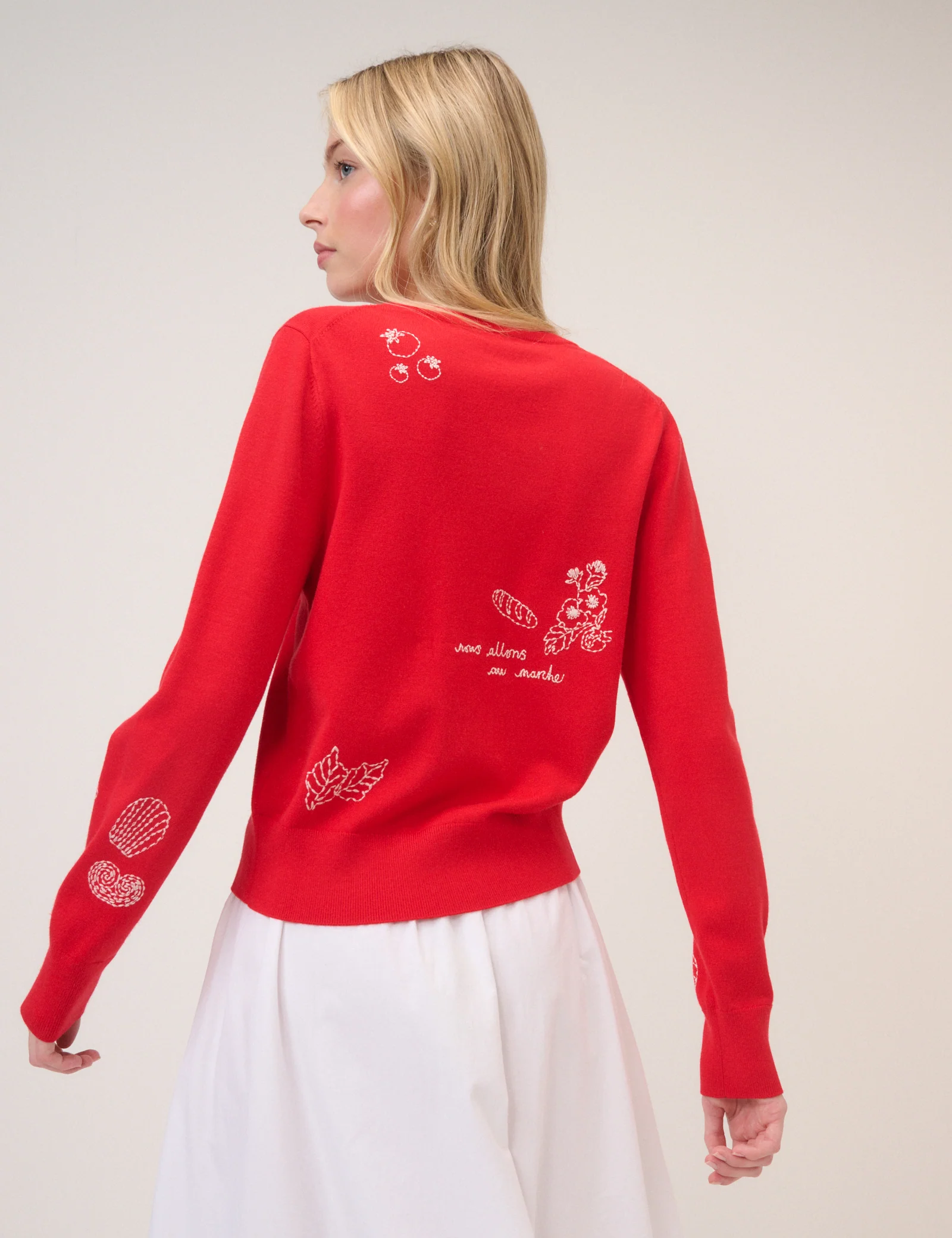 Red Embroidered Cardigan - Image 6