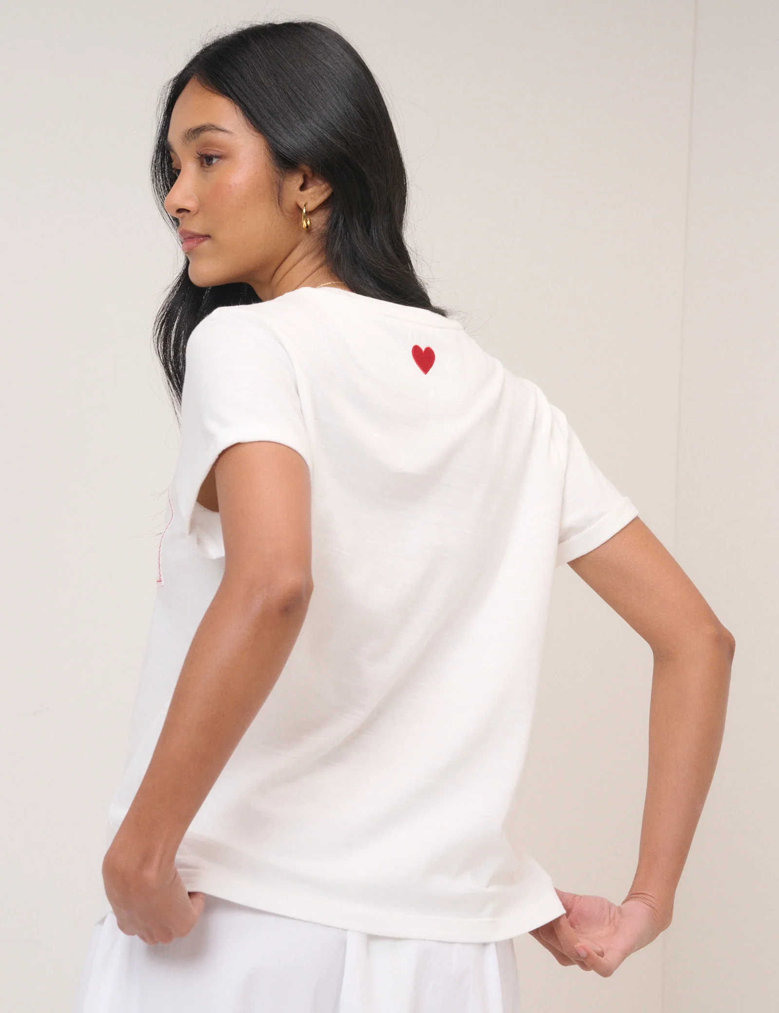 White Embroidered Pocket T-Shirt - Image 5
