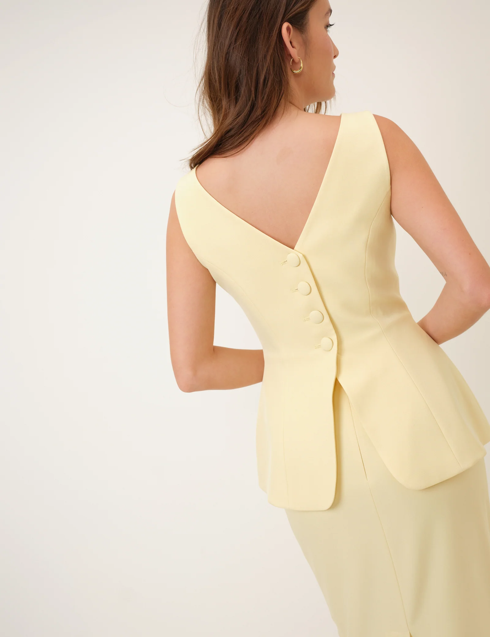 Butter Yellow Peplum Evah Midaxi Dress - Image 5