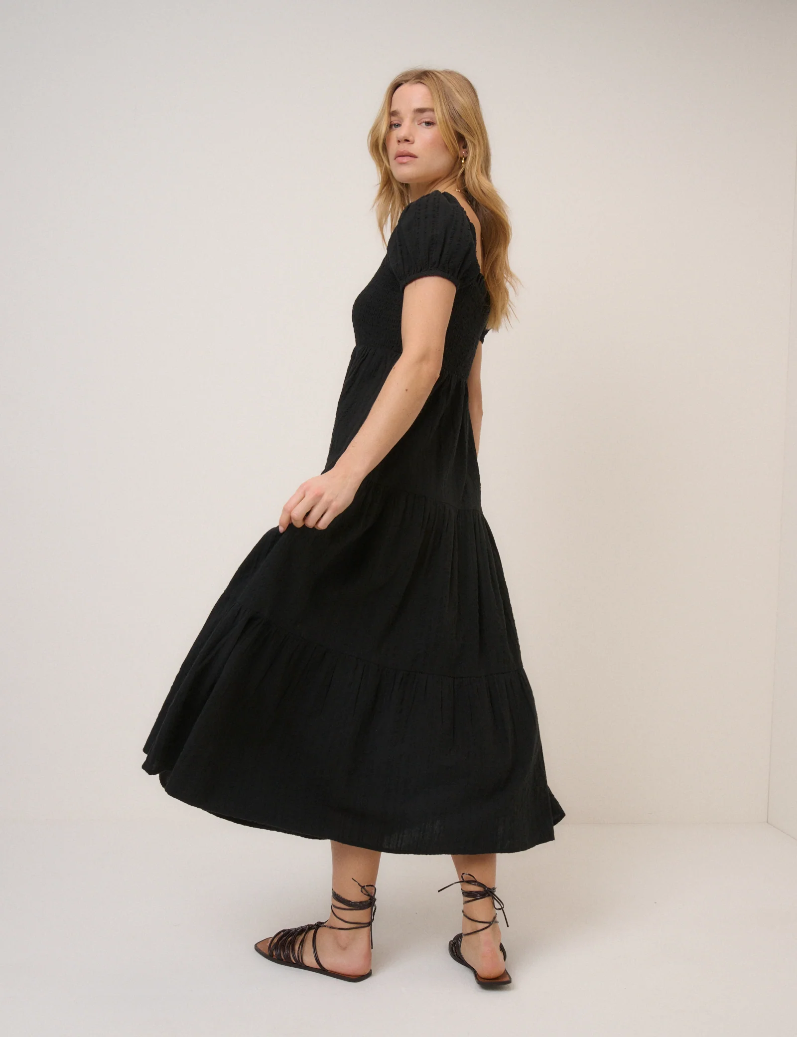 Black Tiered Everly Midi Dress - Image 5