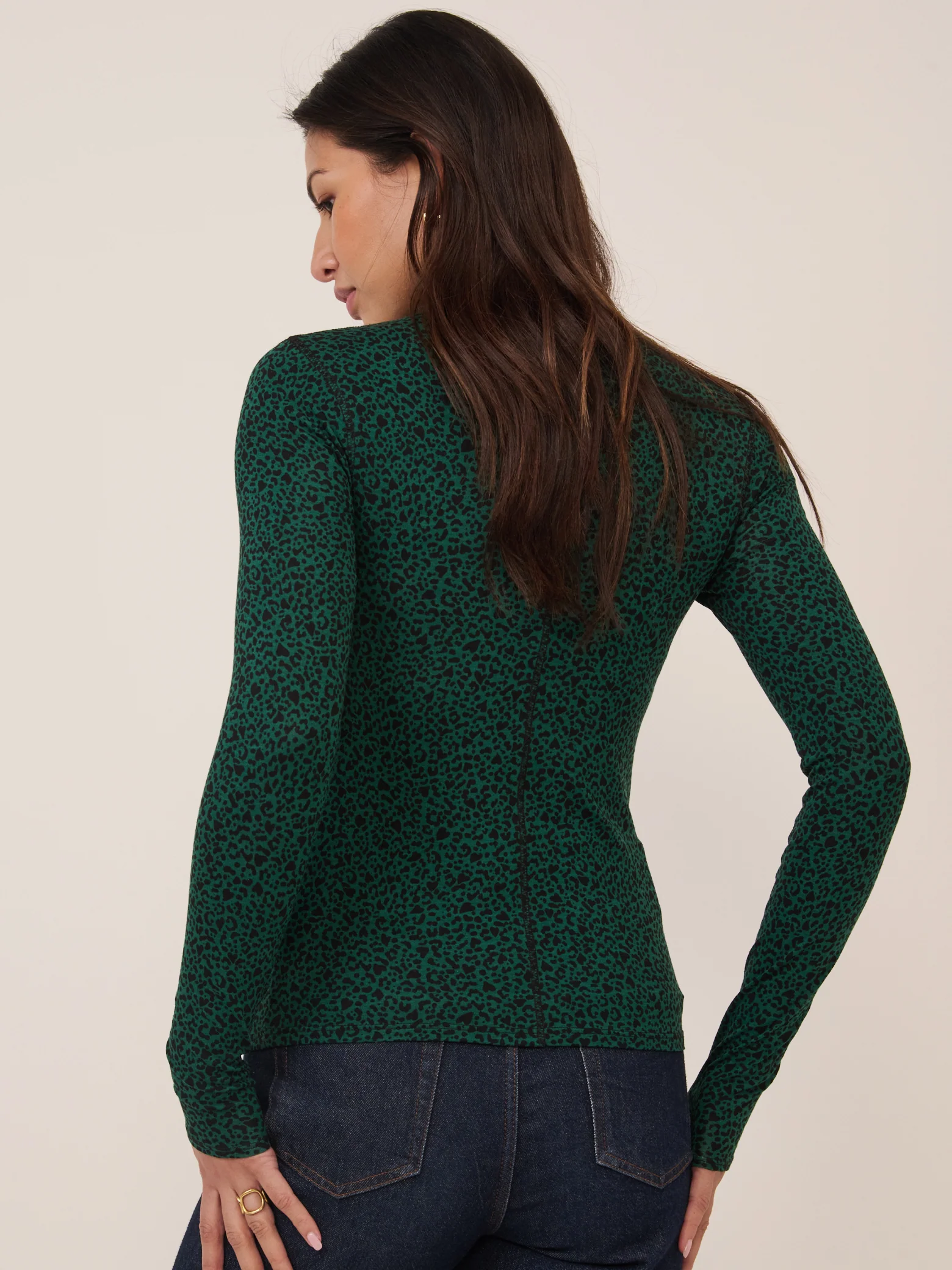 Green Leopard Print Long Sleeve Top - Image 5