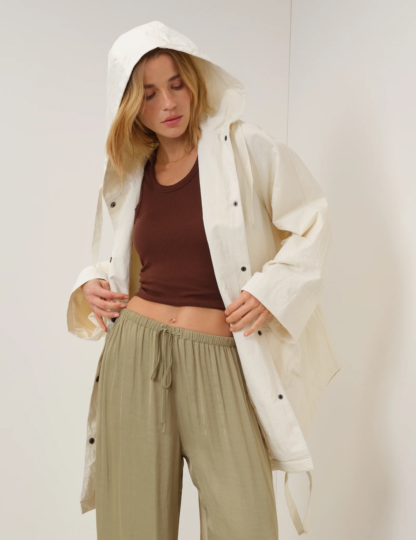 Cream Hooded Parka Jacket - Image 3