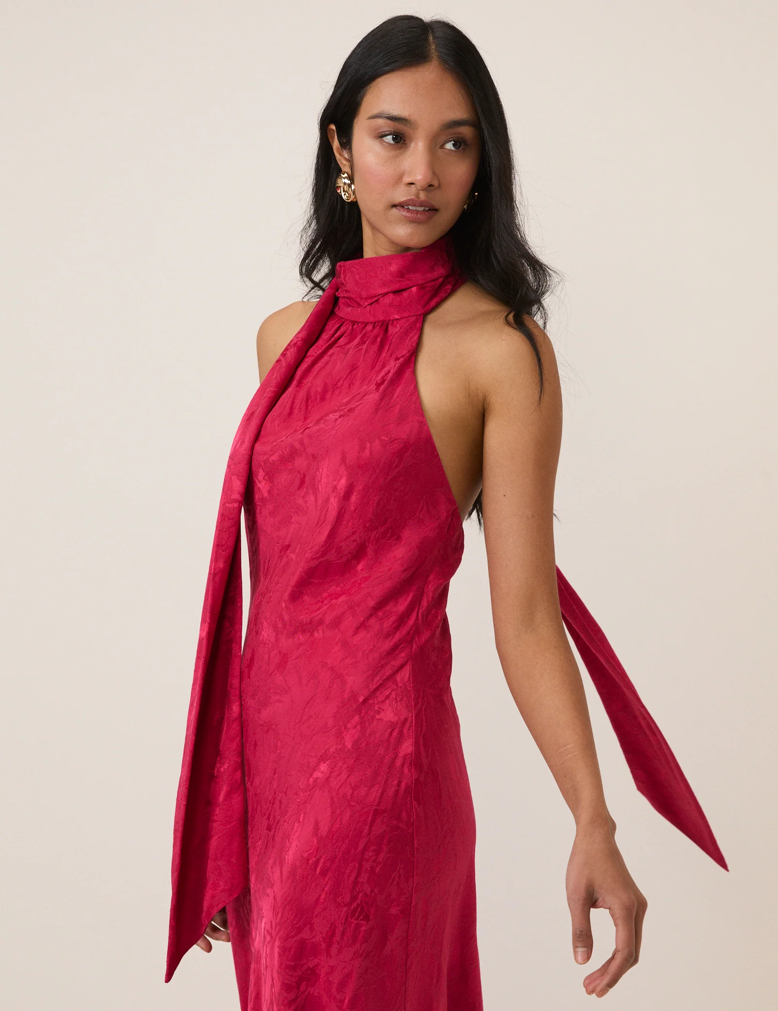 Pink Floral Jacquard Fifi Midi Dress - Image 2
