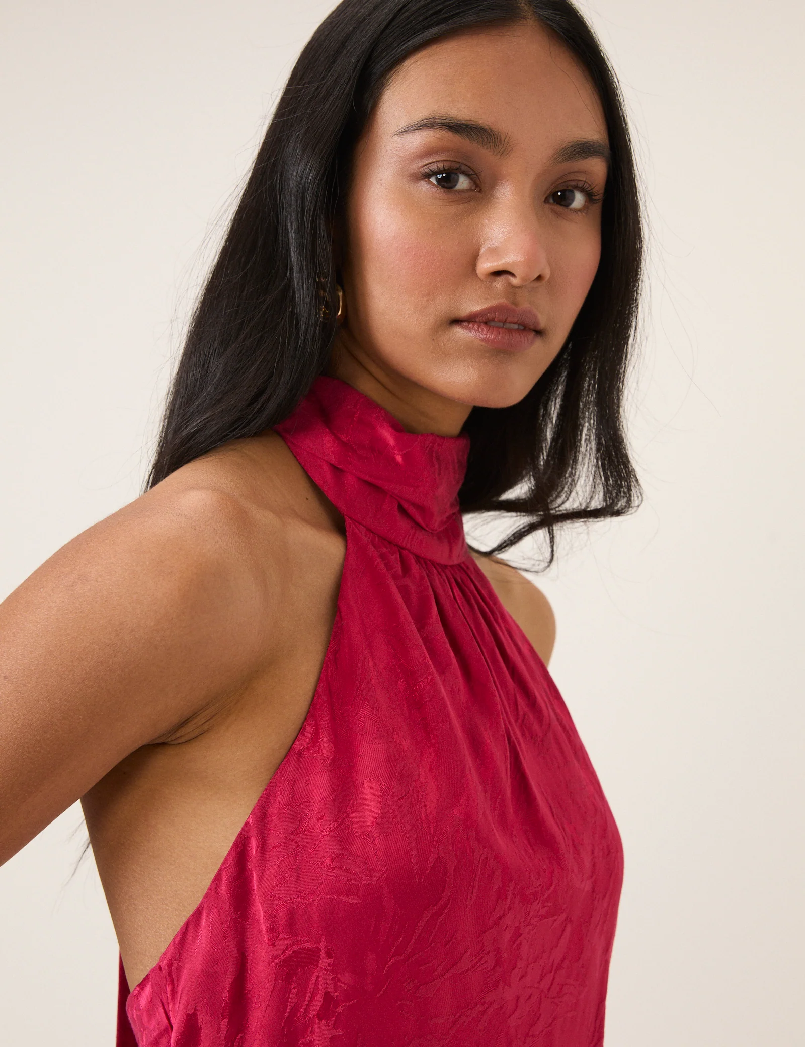 Pink Floral Jacquard Fifi Midi Dress - Image 3