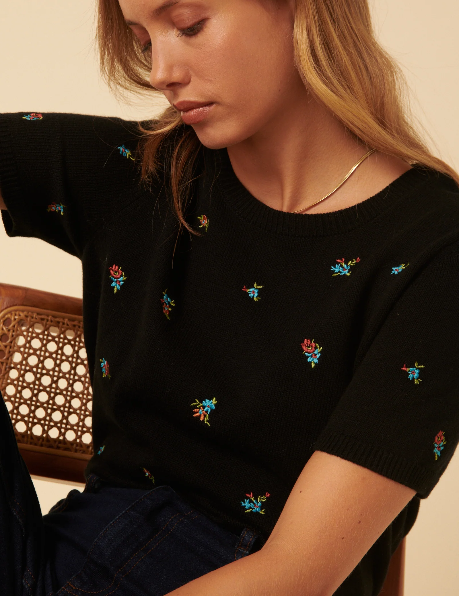 Floral Embroidered Knitted Top - Image 3