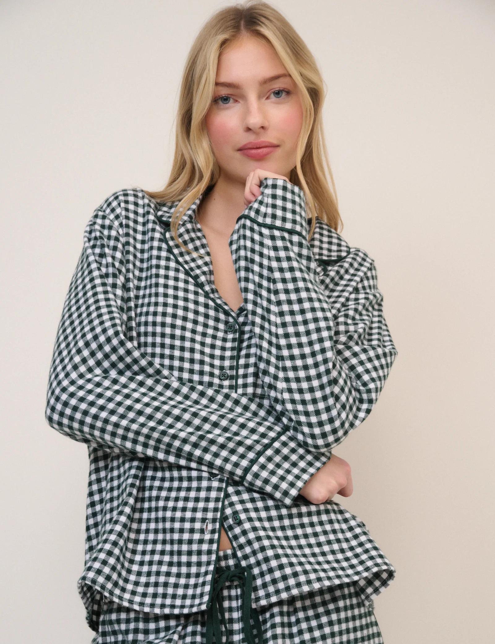 Forest Green Check Pyjama Top - Image 3