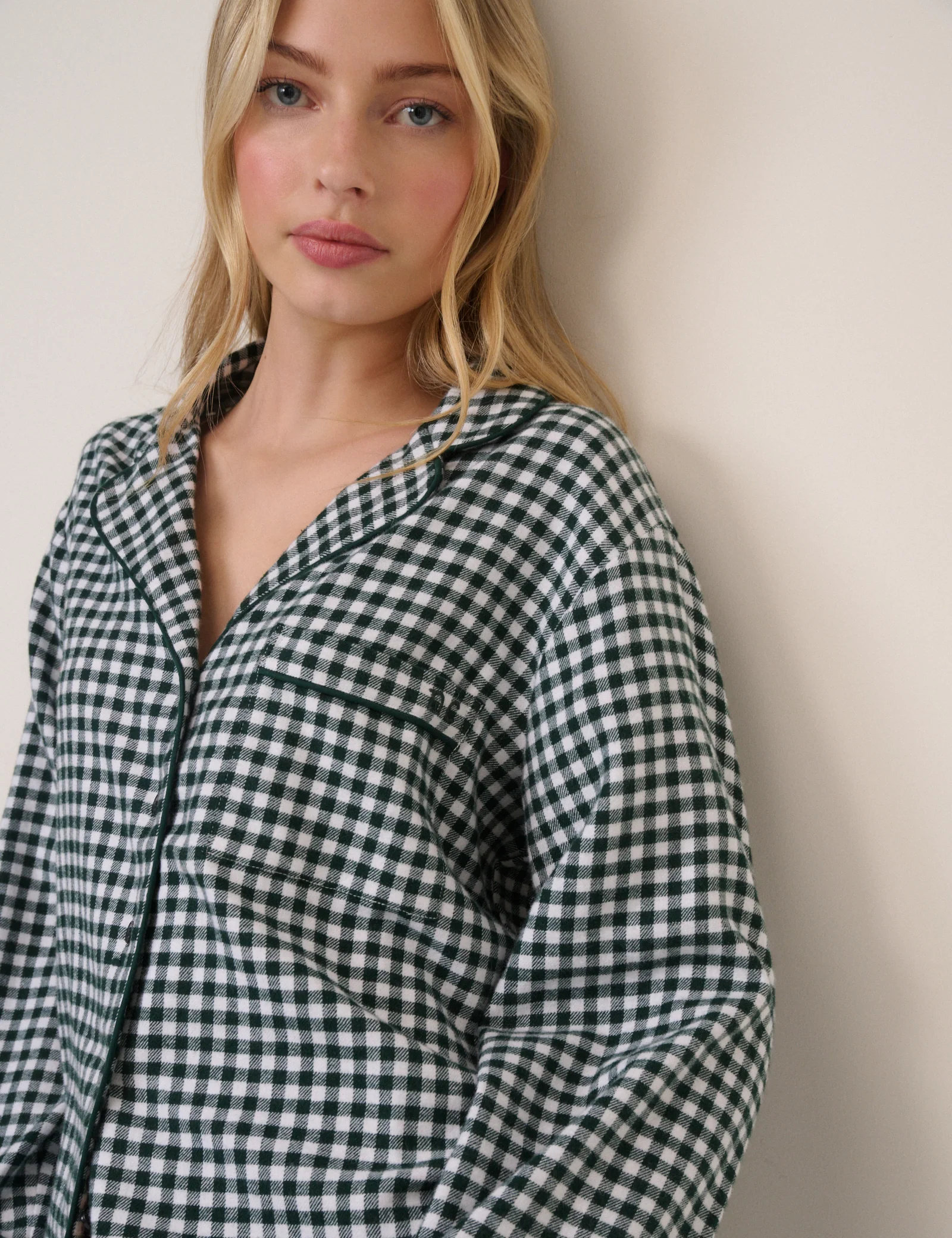 Forest Green Check Pyjama Top - Image 4