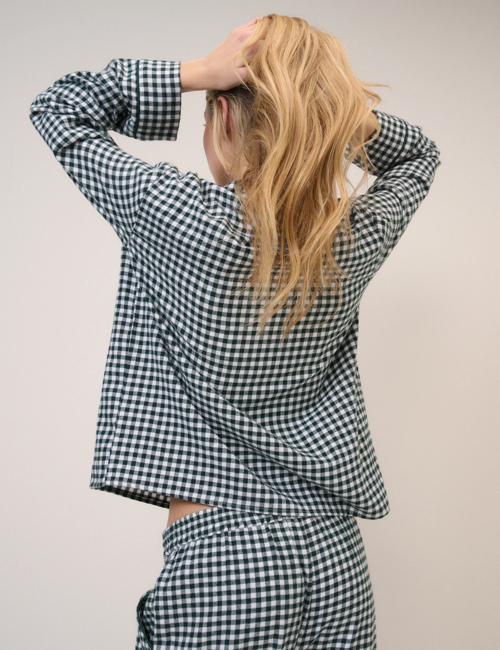 Forest Green Check Pyjama Top - Image 5