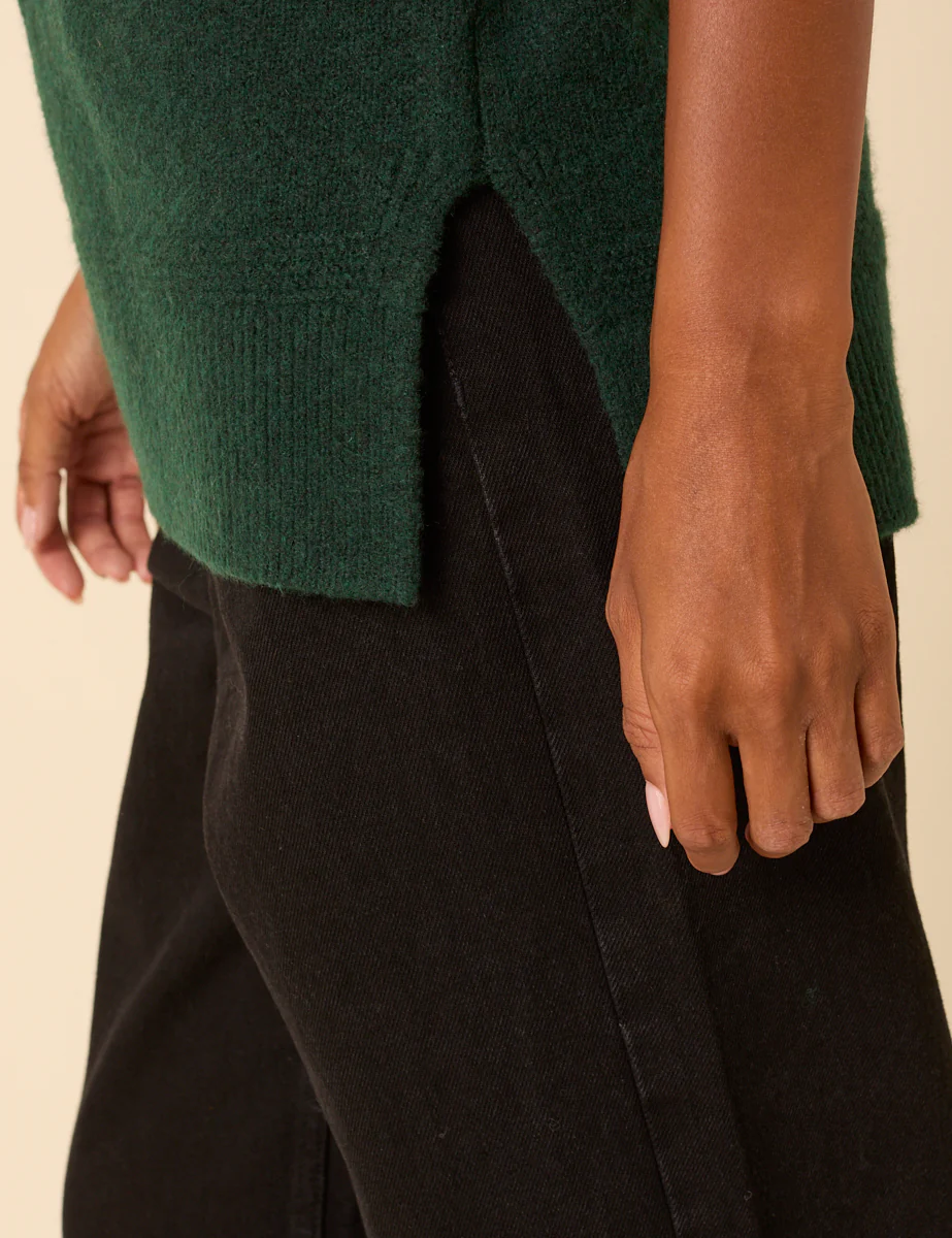 Forest Green Longline Roll Neck Vest - Image 5