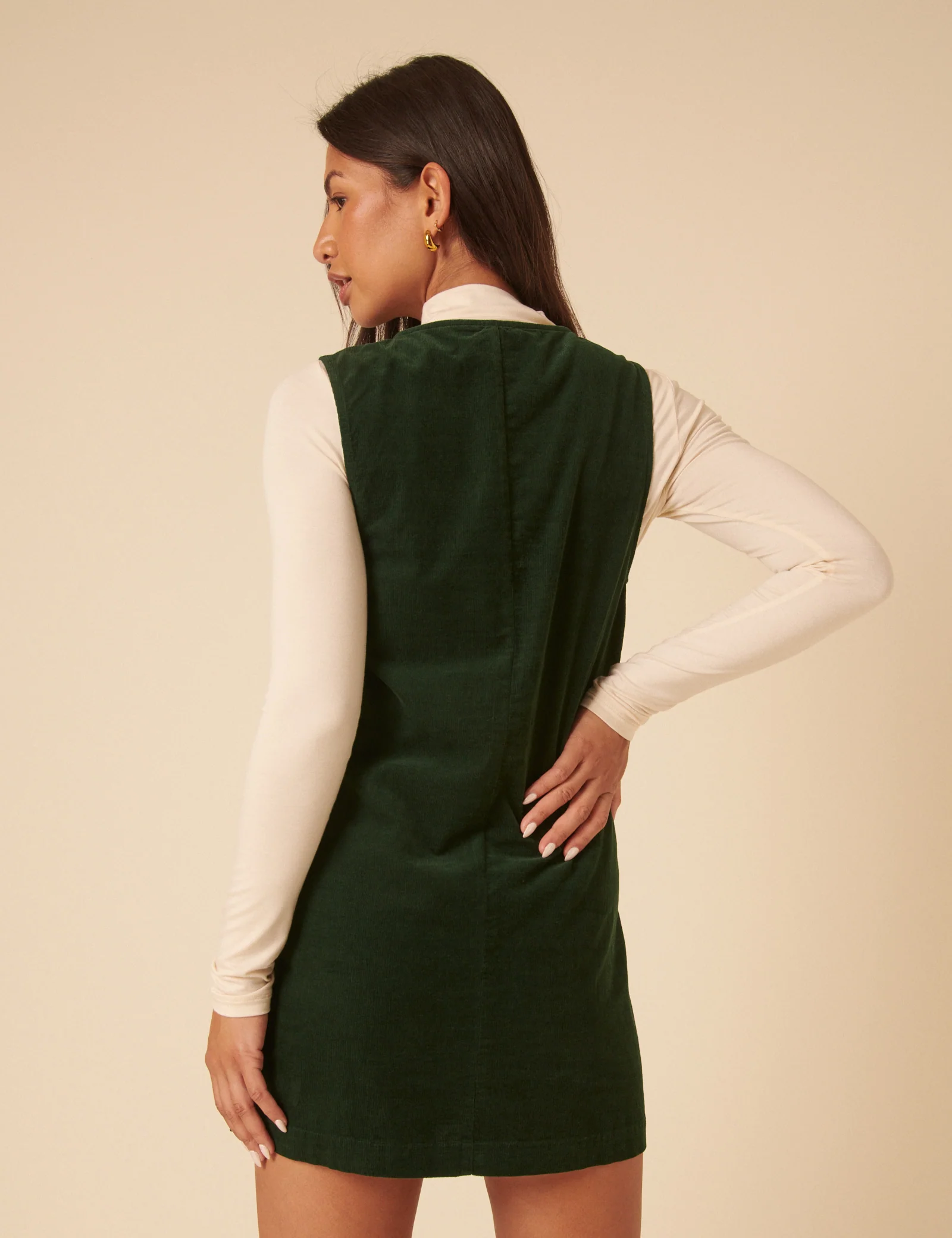 Forest Green Nila Pinafore Mini Dress - Image 5