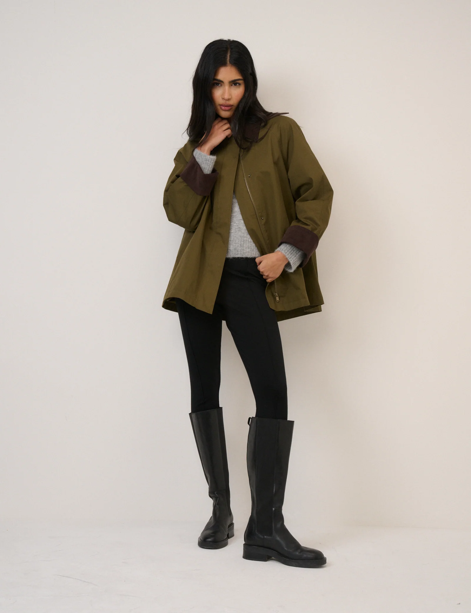 Khaki Cord Detail Barn Jacket - Image 4