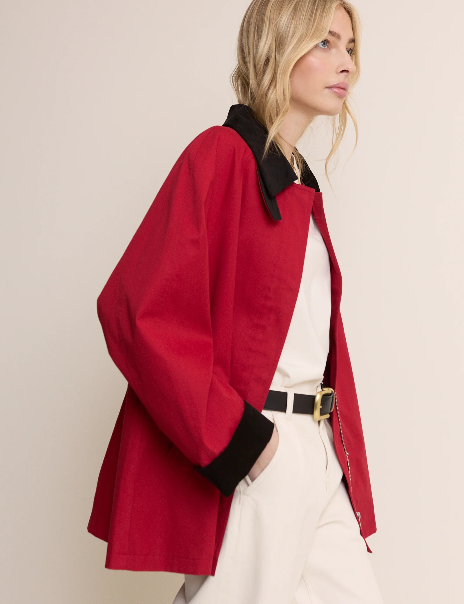 Red Cord Detail Barn Jacket - Image 2