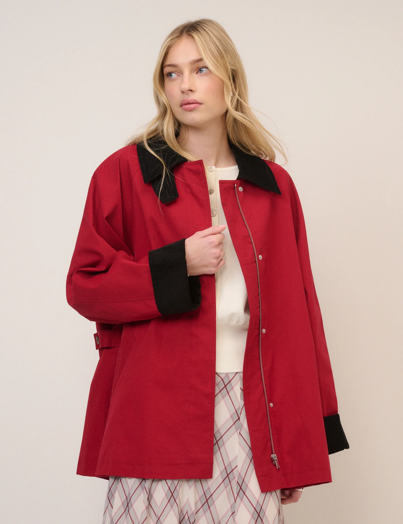 Red Cord Detail Barn Jacket - Image 5