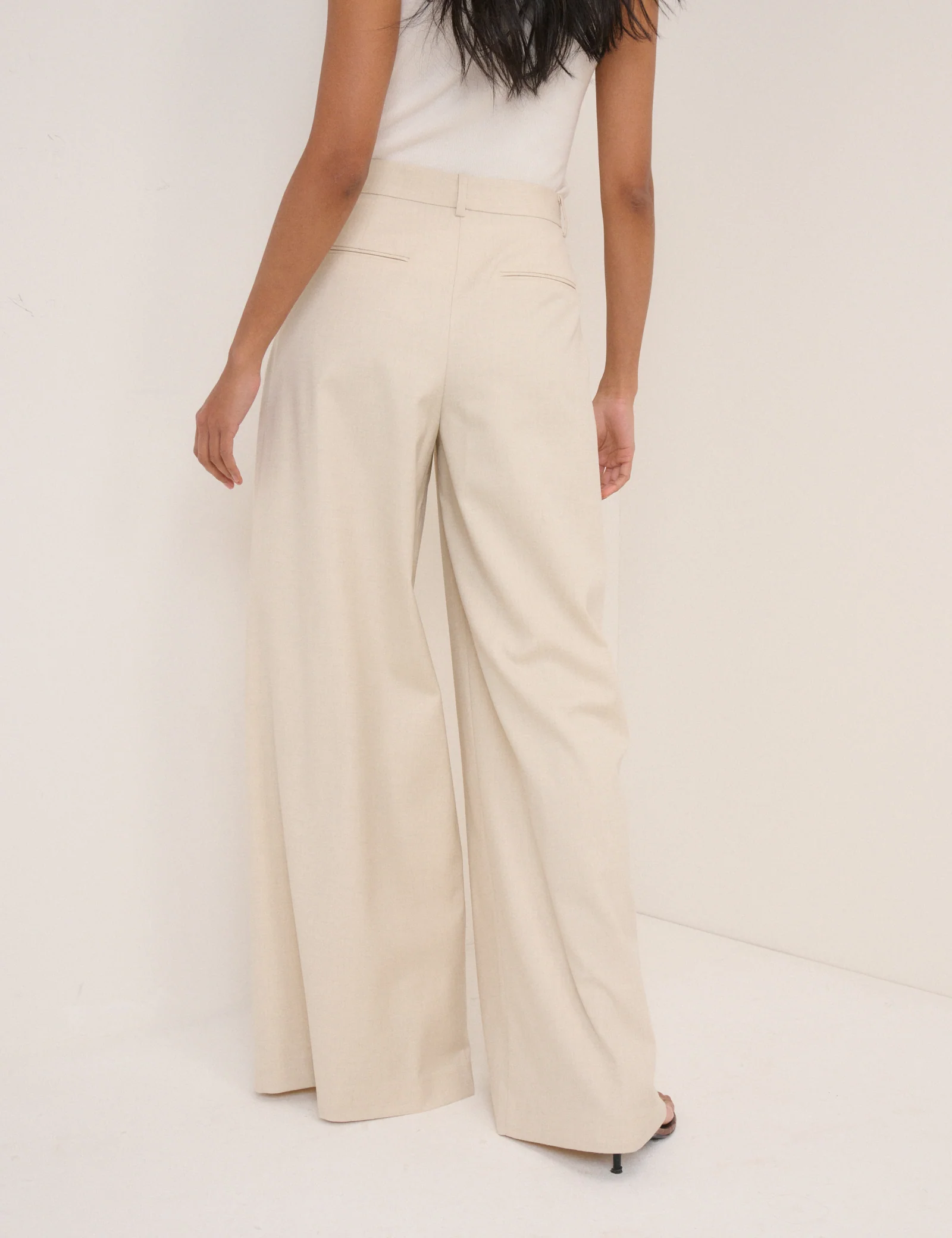 Stone Pleated Wide Leg Tailored Trousers - Image 4