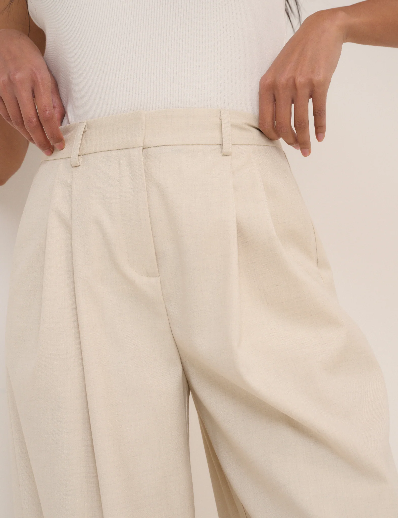 Stone Pleated Wide Leg Tailored Trousers - Image 5