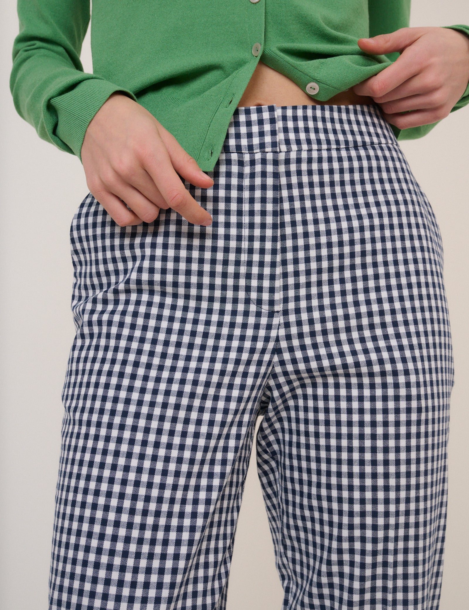 Blue Gingham Cigarette Trousers - Image 3