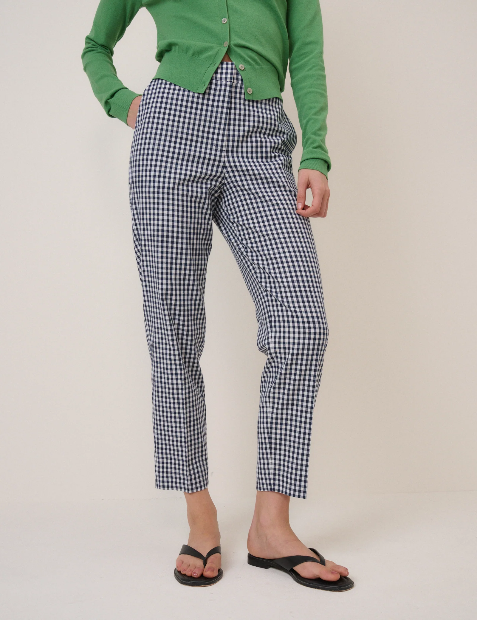 Blue Gingham Cigarette Trousers - Image 5
