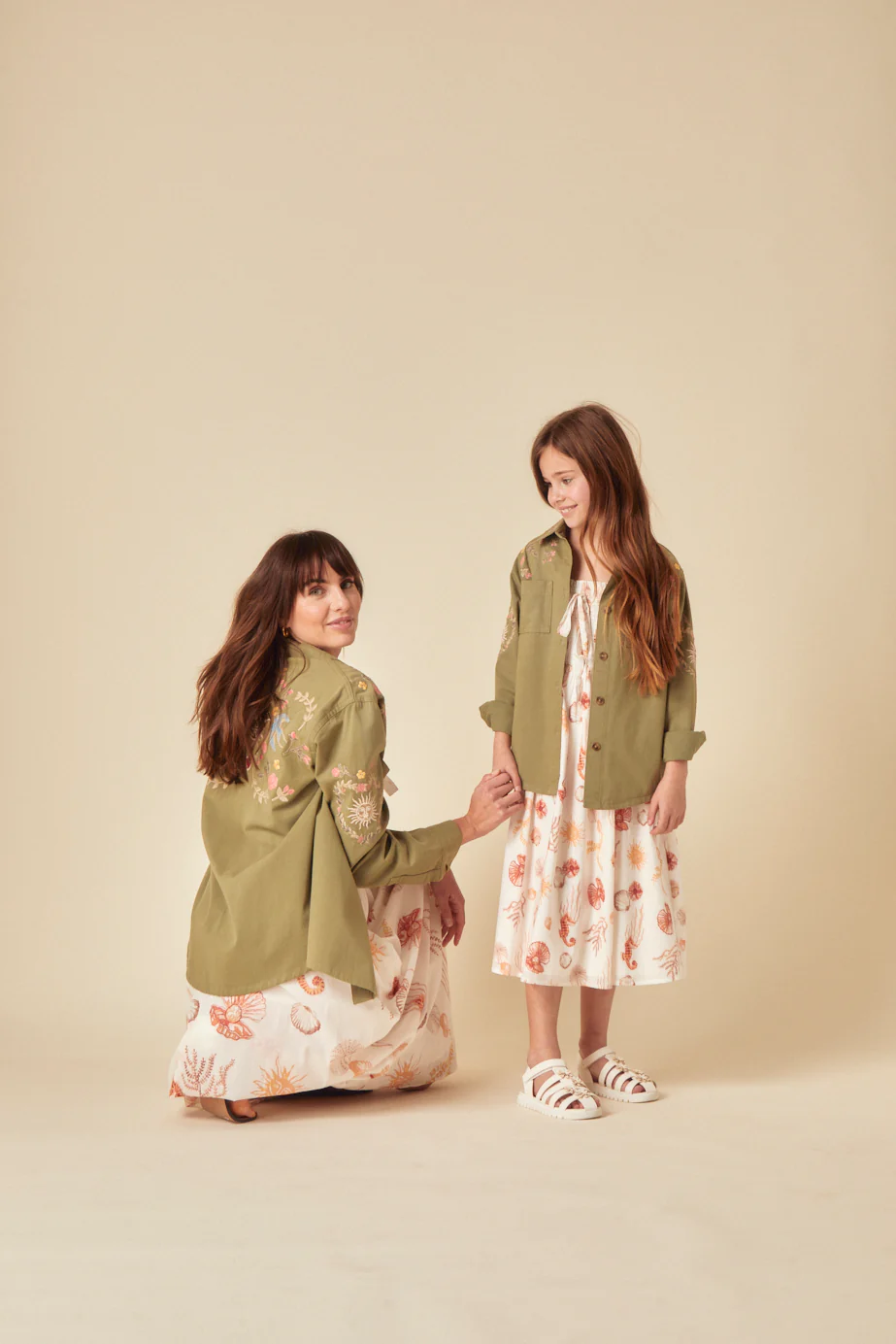 Elizabeth Scarlett Girls Green Denim Embroidered Shacket - Image 5