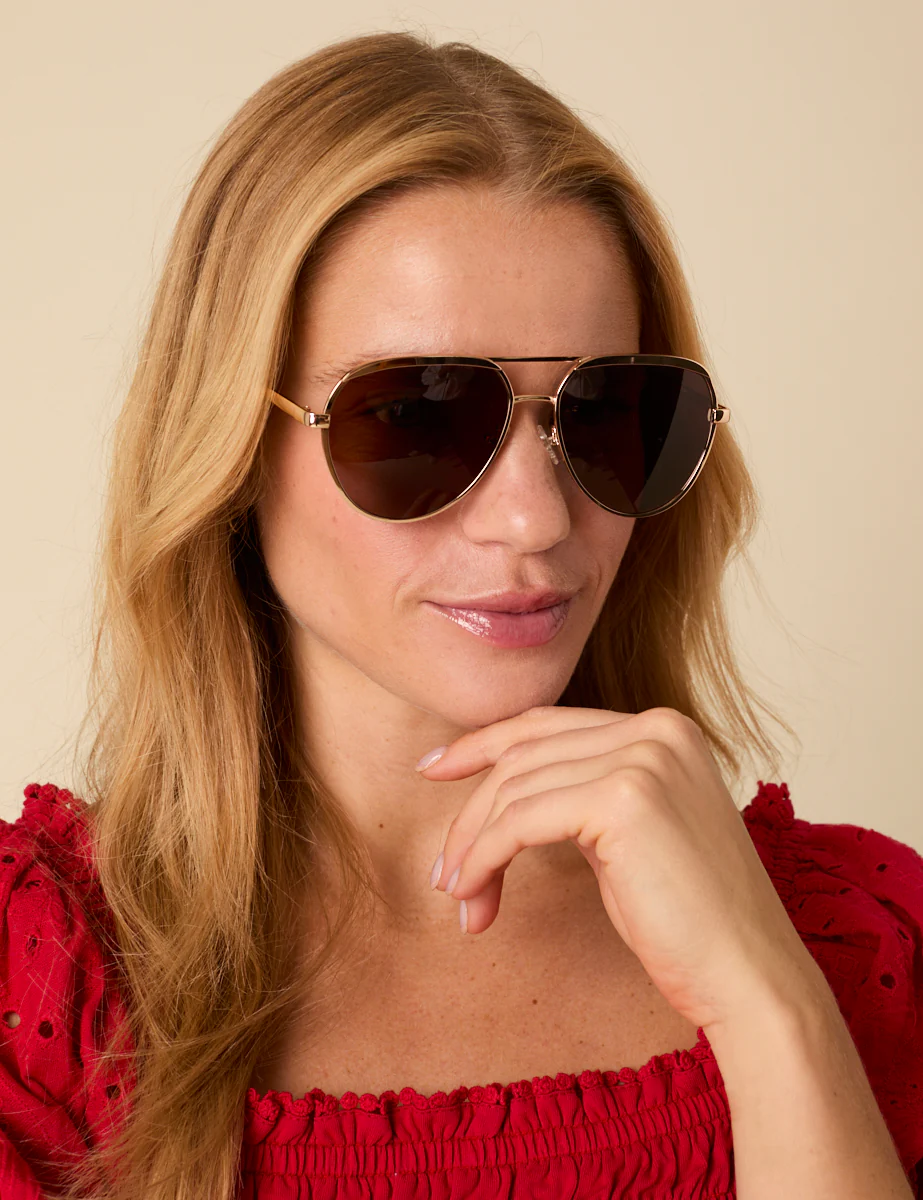 Gold Aviator Amelia Sunglasses - Image 4
