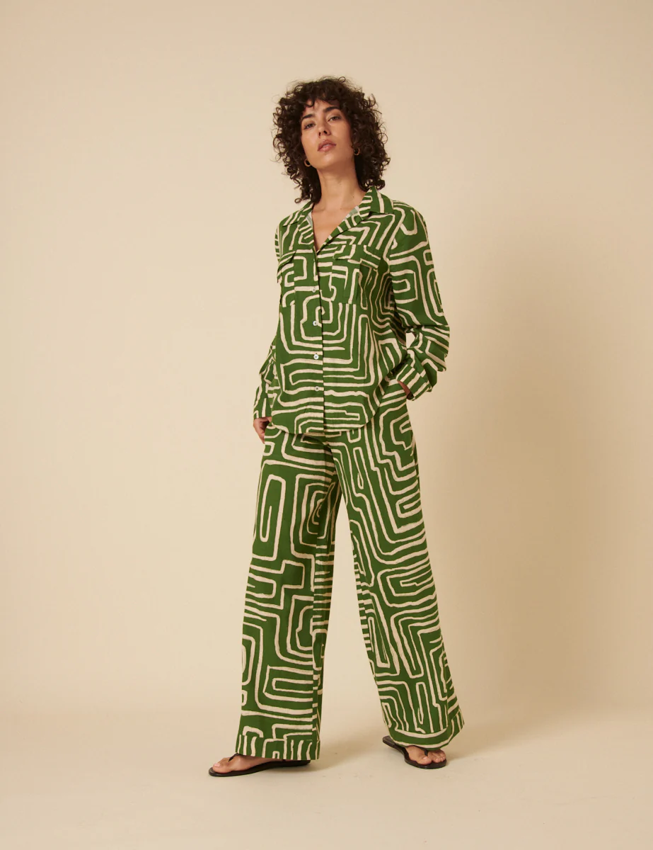 Green Abstract Print Misha Trousers - Image 4