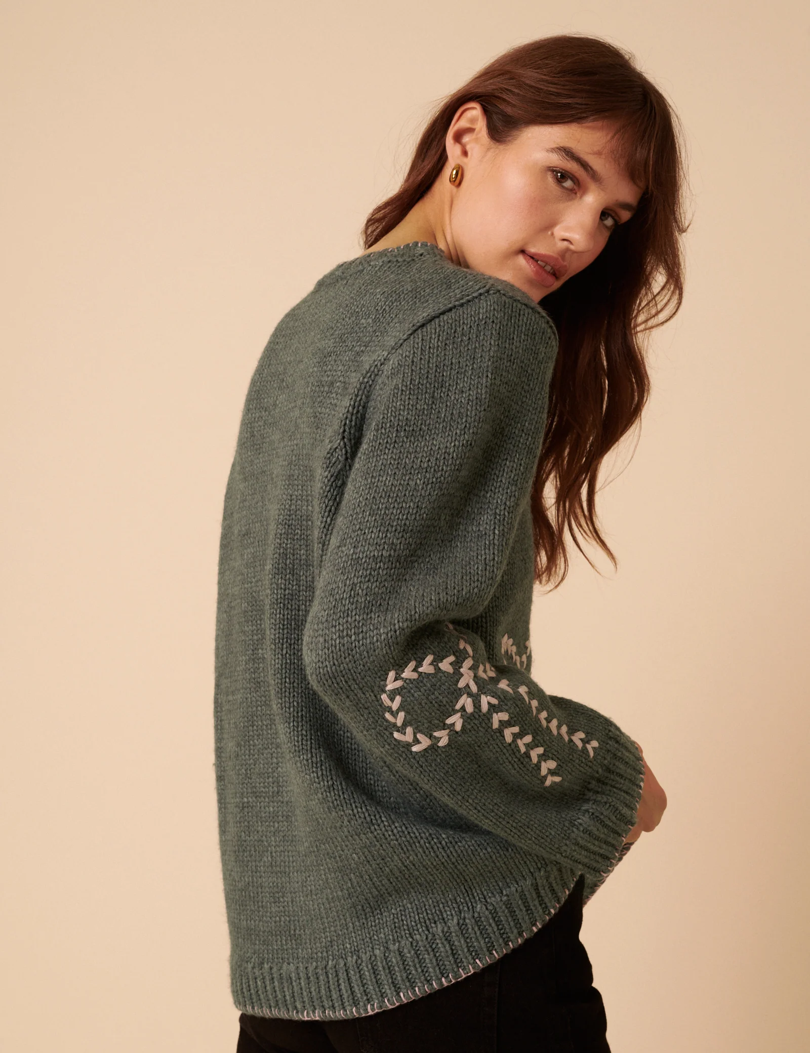 Grey Bow Embroidered Knitted Jumper - Image 5
