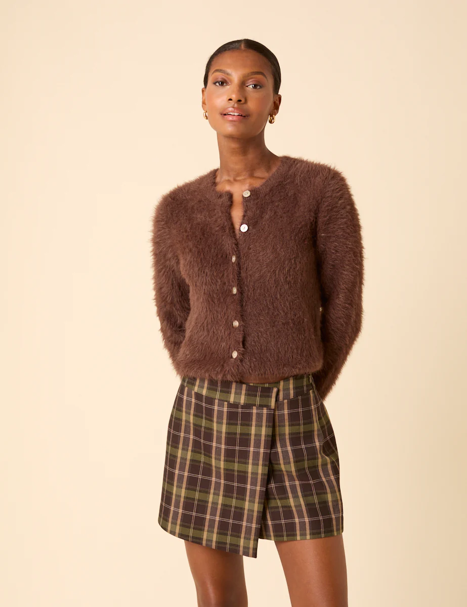 Green & Brown Check Mini Skort - Image 4