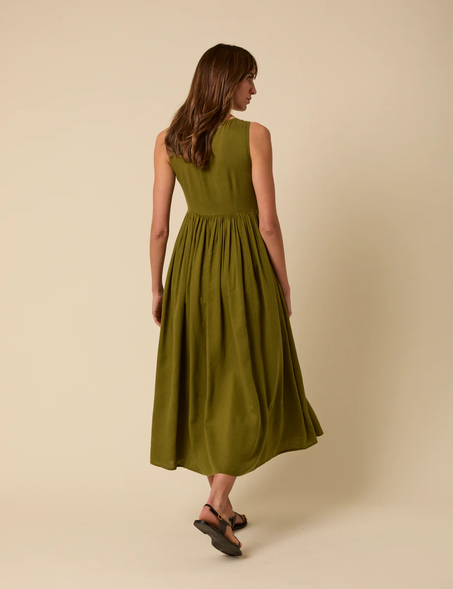 Green Drop Waist Cora Midi Dress - Image 4