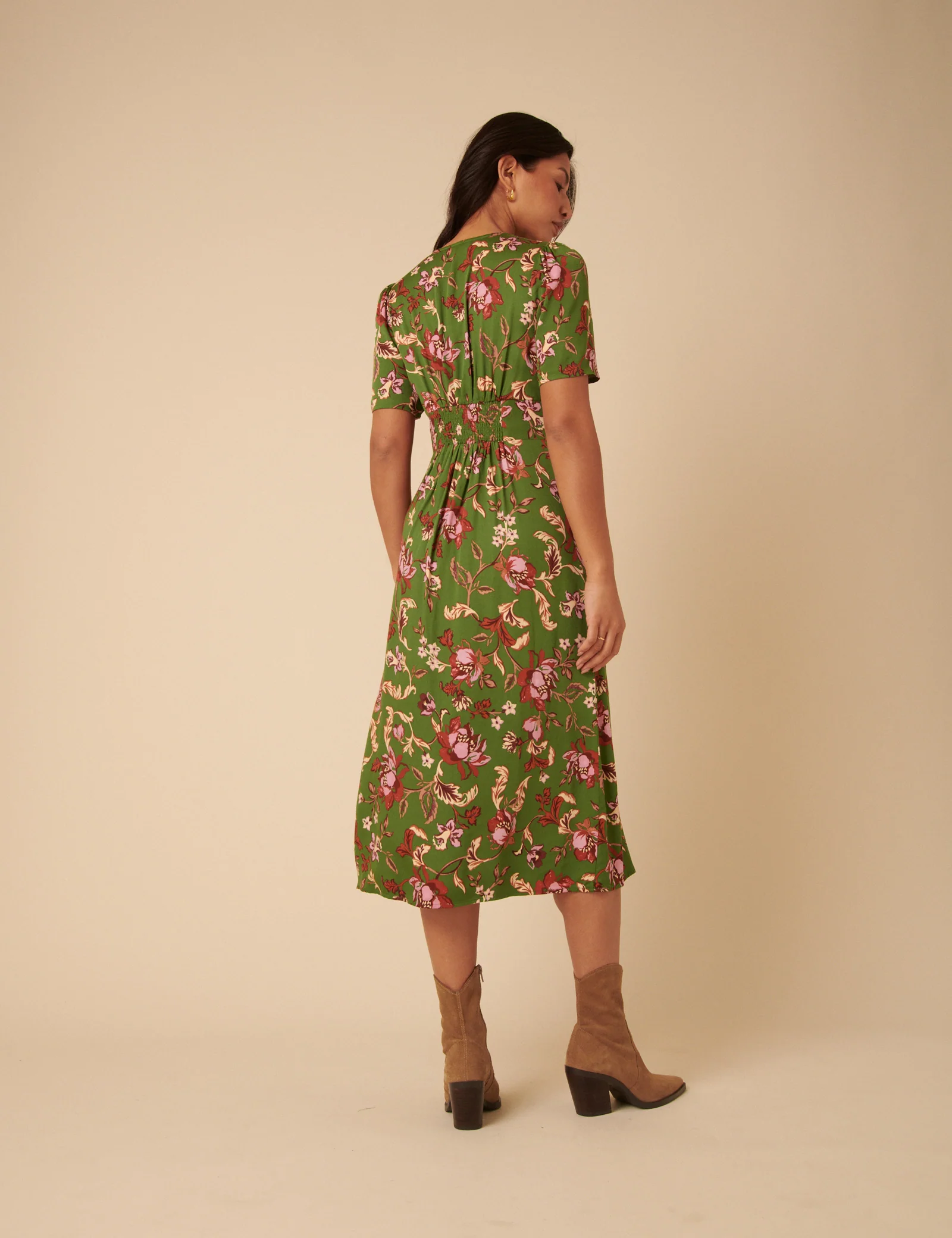 Green Floral Alexa Midi Dress - Image 4
