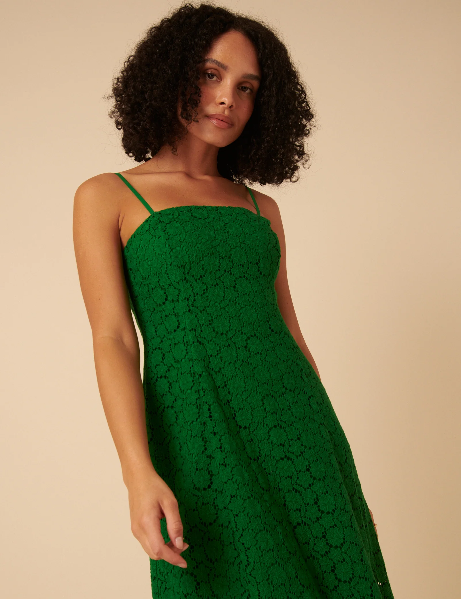 Green Floral Broderie Anglaise Fern Midi Dress - Image 3