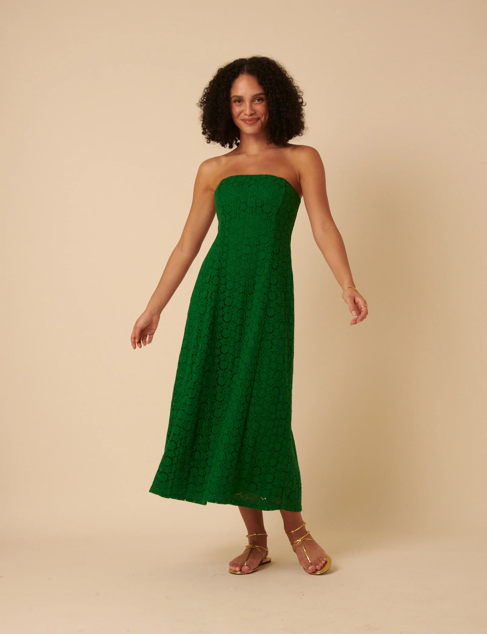 Green Floral Broderie Anglaise Fern Midi Dress - Image 4