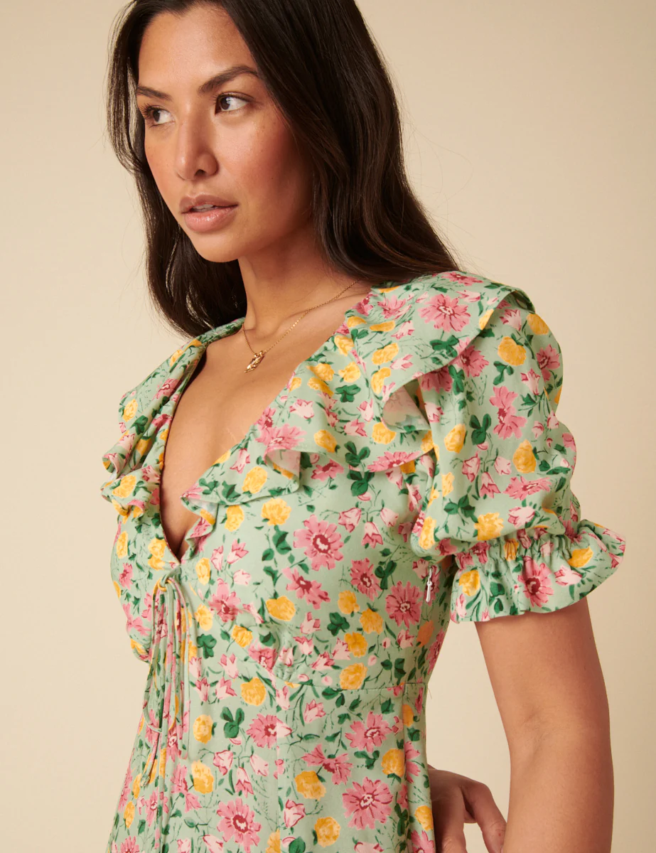 Green Floral Caitlin Midi Dress - Image 2