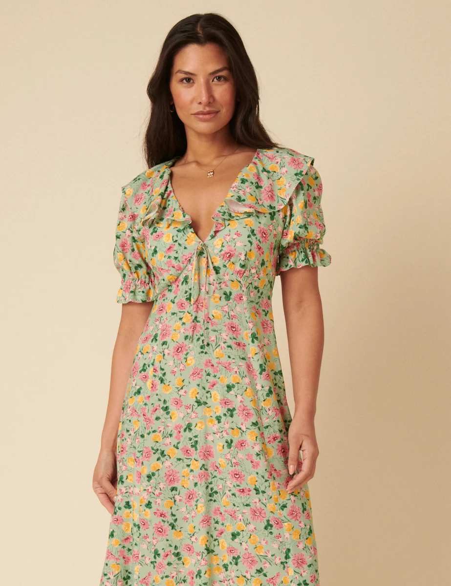 Green Floral Caitlin Midi Dress - Image 3