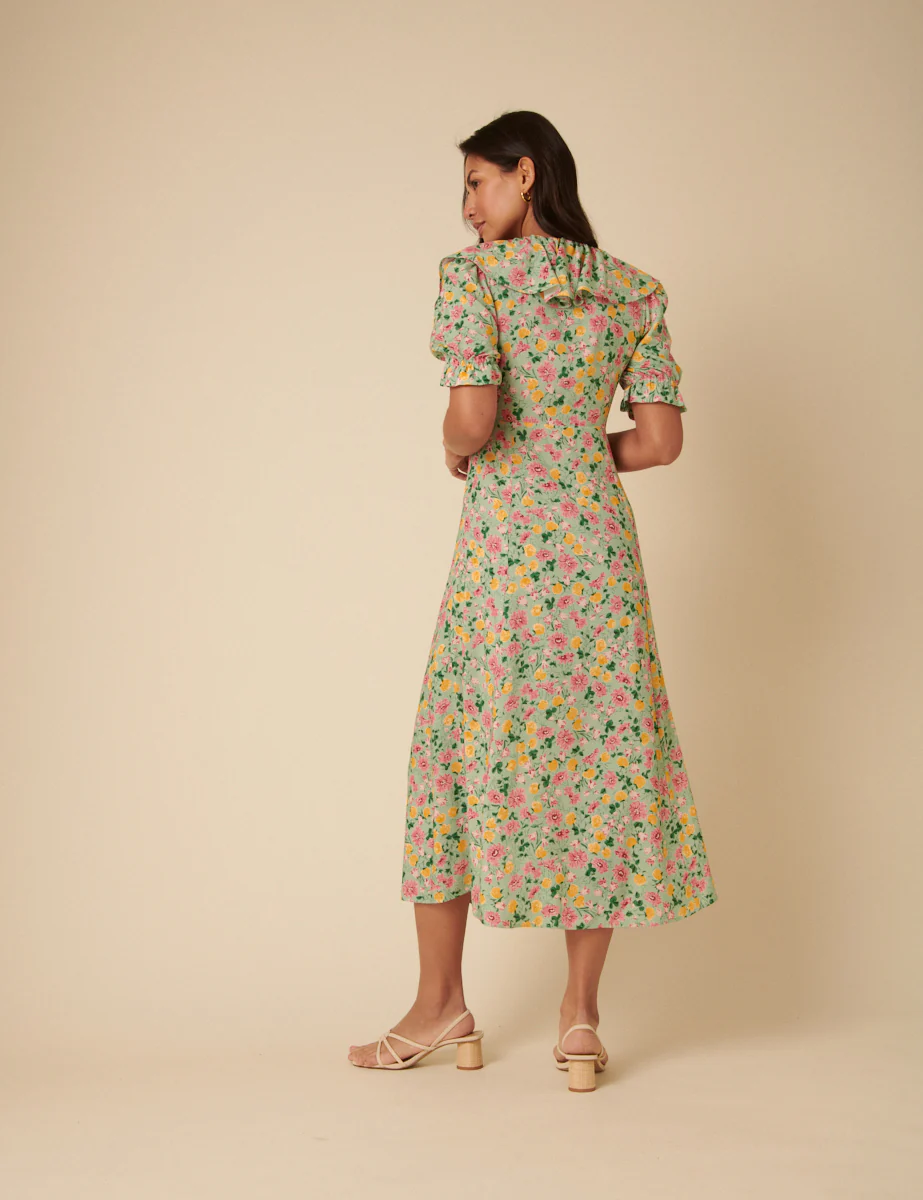 Green Floral Caitlin Midi Dress - Image 5