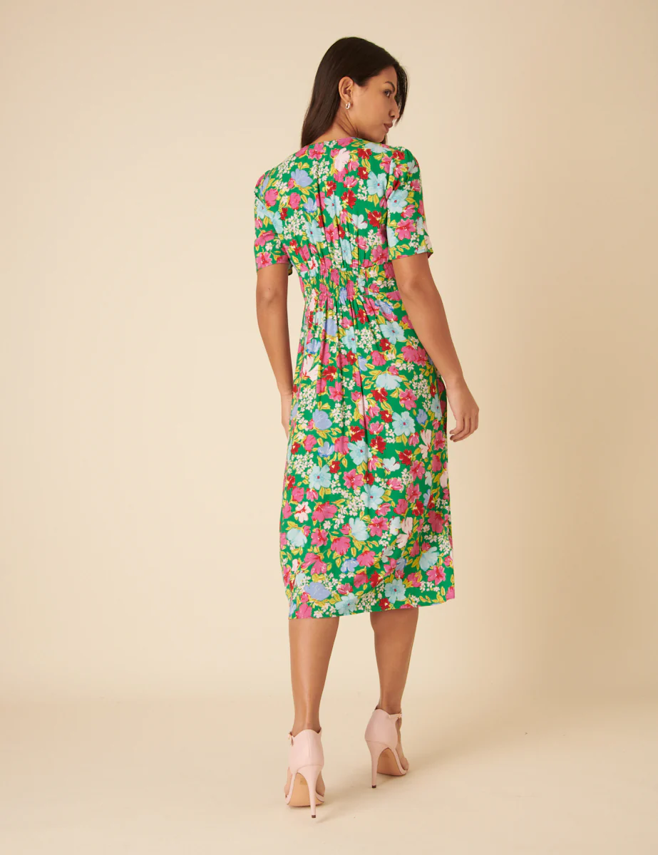 Green Floral Alexa Midi Dress - Image 4