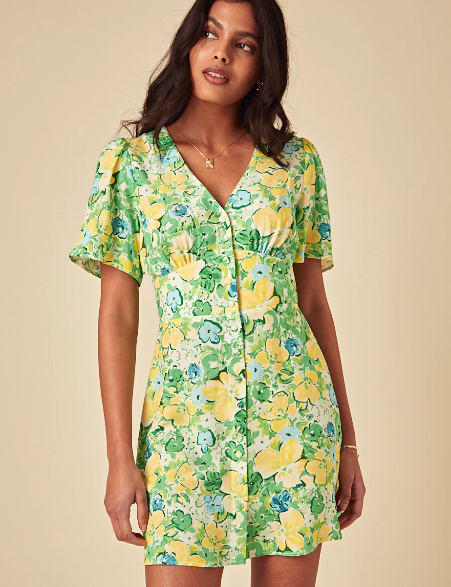 Green Floral Alexa Mini Dress - Image 2