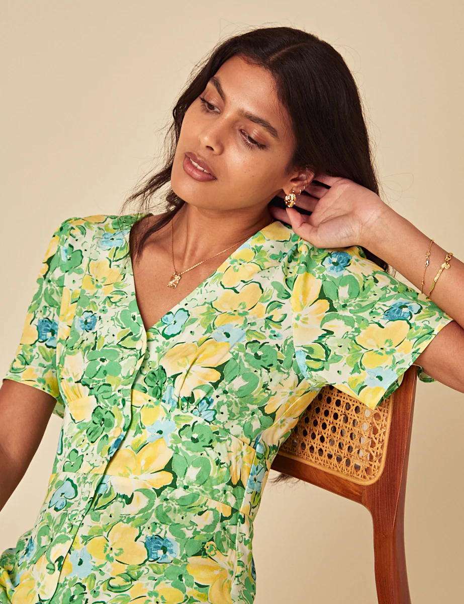 Green Floral Alexa Mini Dress - Image 5