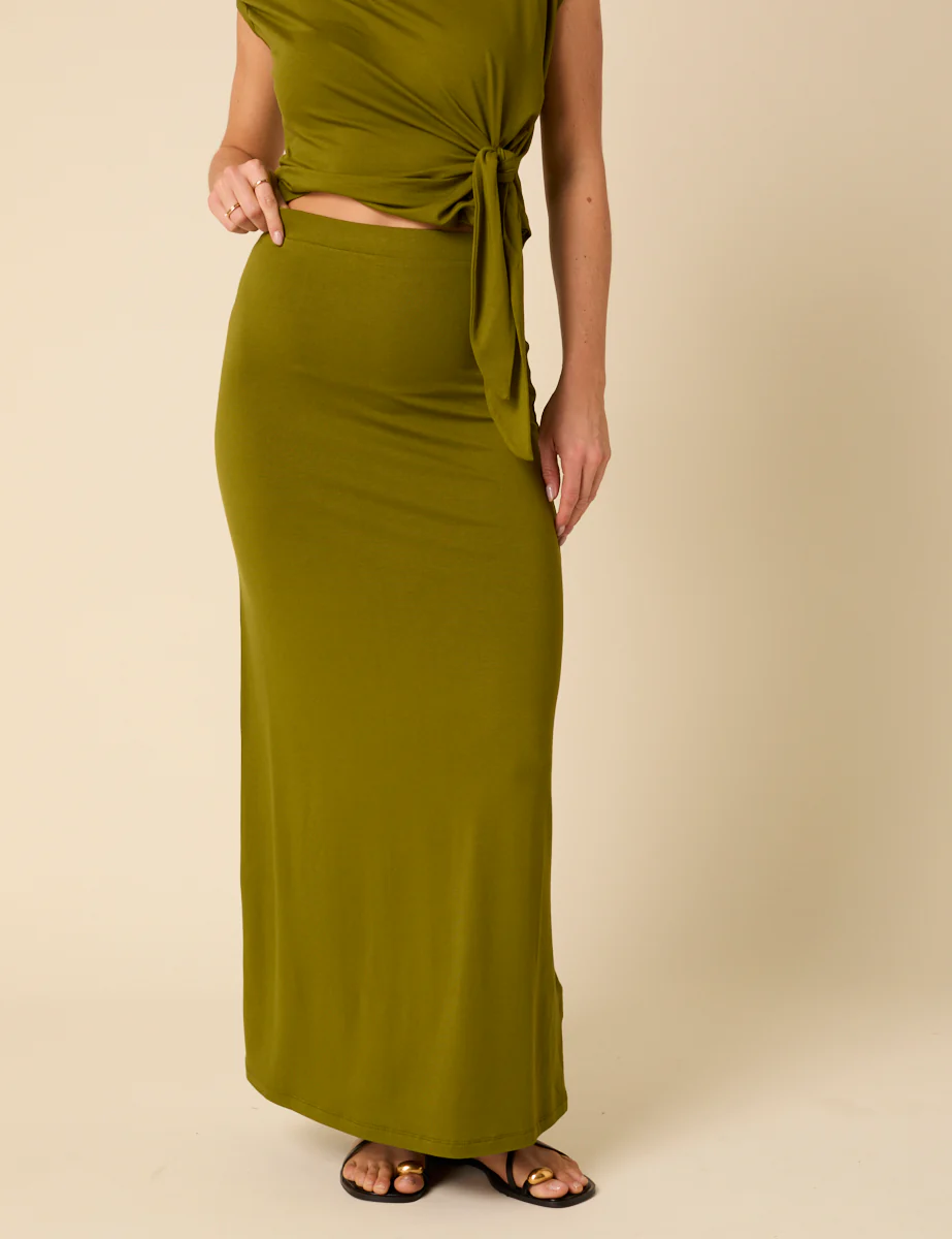 Green Jersey Maxi Skirt - Image 2