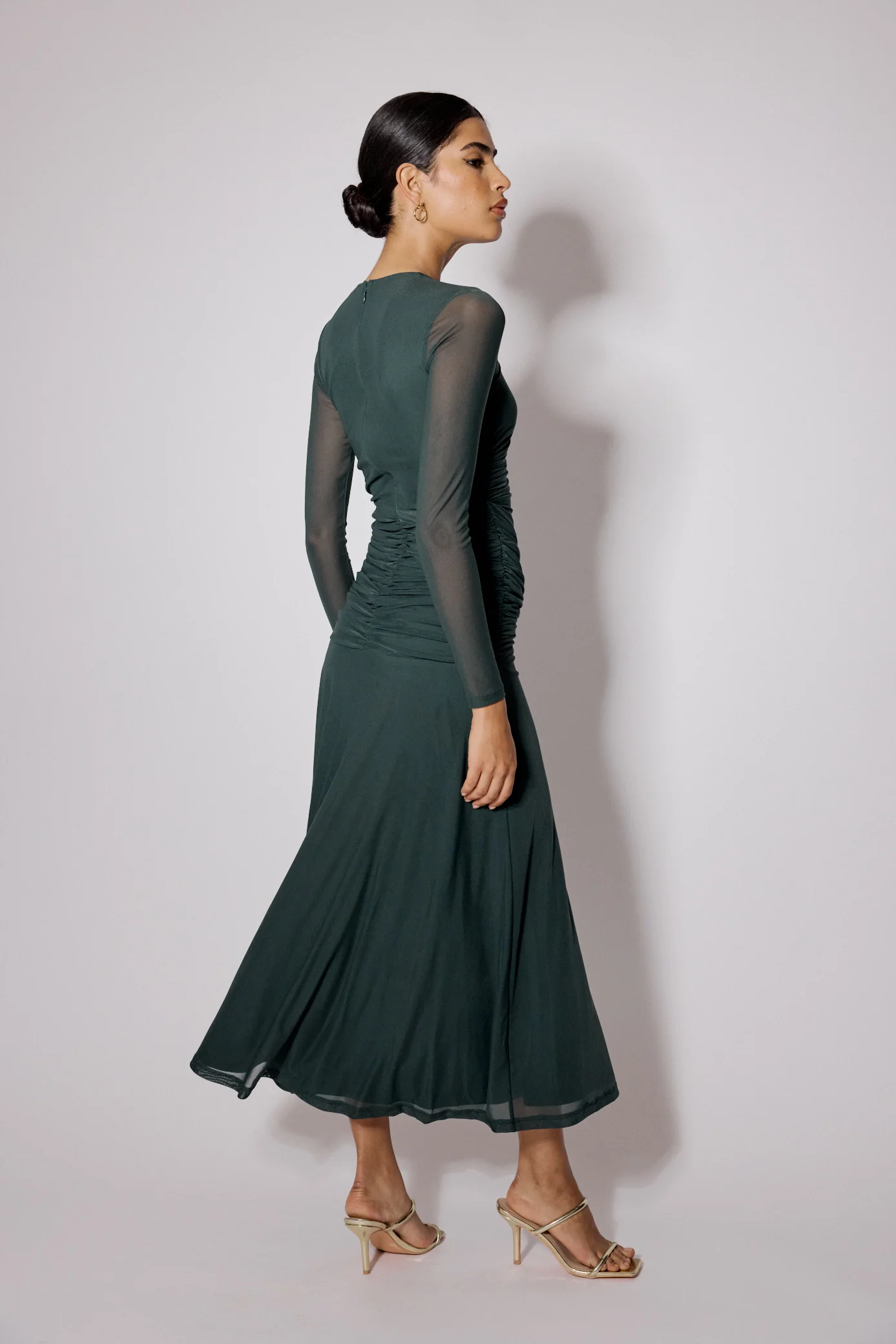 Green Mesh Long Sleeve Tammy Midi Dress - Image 5