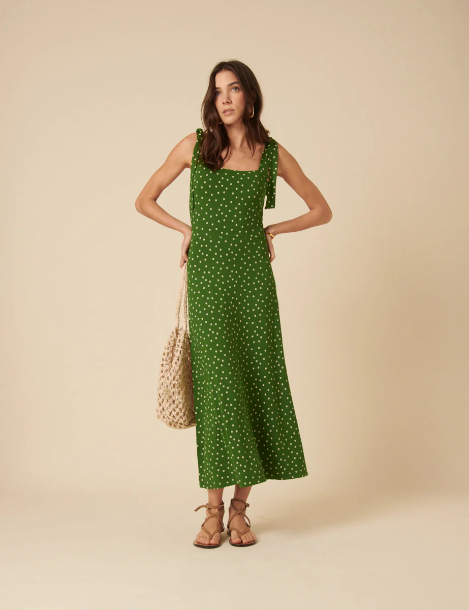 Green Polka Dot Adrian Midi Dress - Image 4