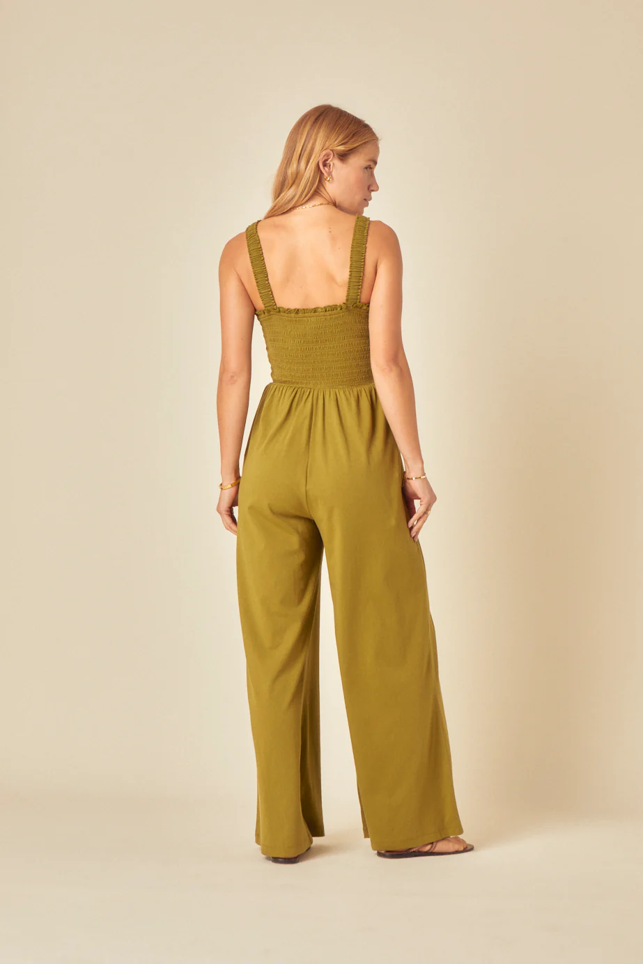 Green Shirred Jumpsuit - Image 5