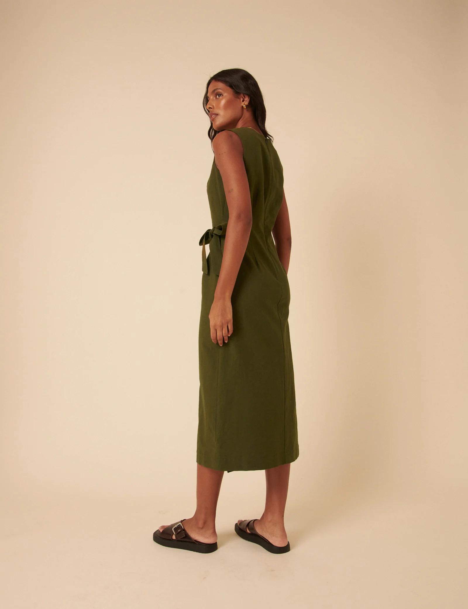 Green Tie Waist Lottie Midi Dress - Image 5