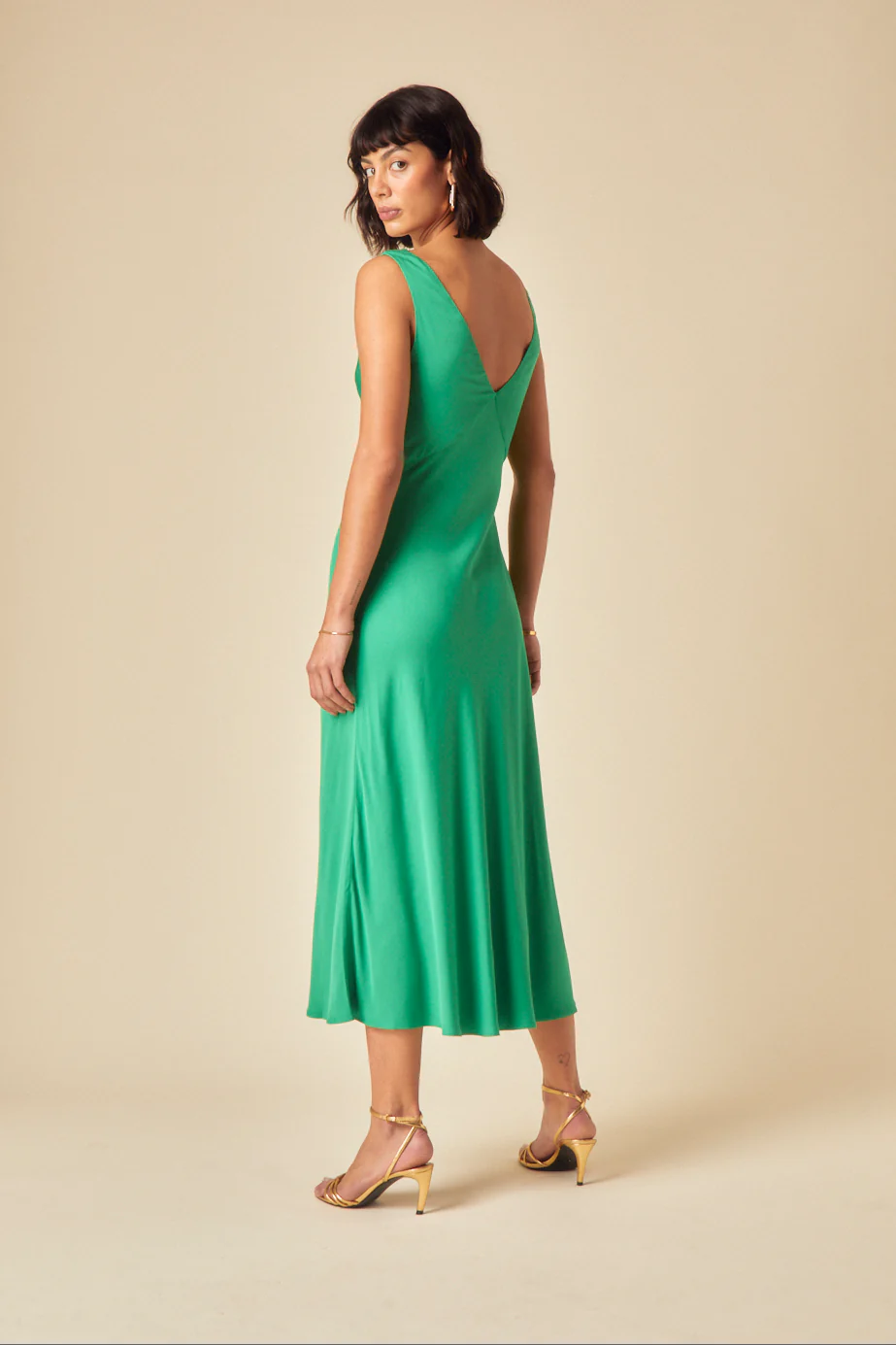 Green Twist Front Athena Midi Dress - Image 5
