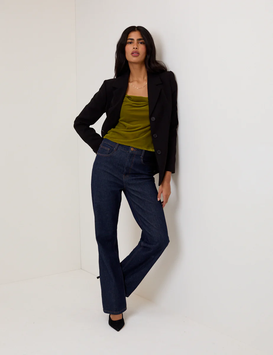 Green Velvet Cowl Neck Cami Top - Image 3