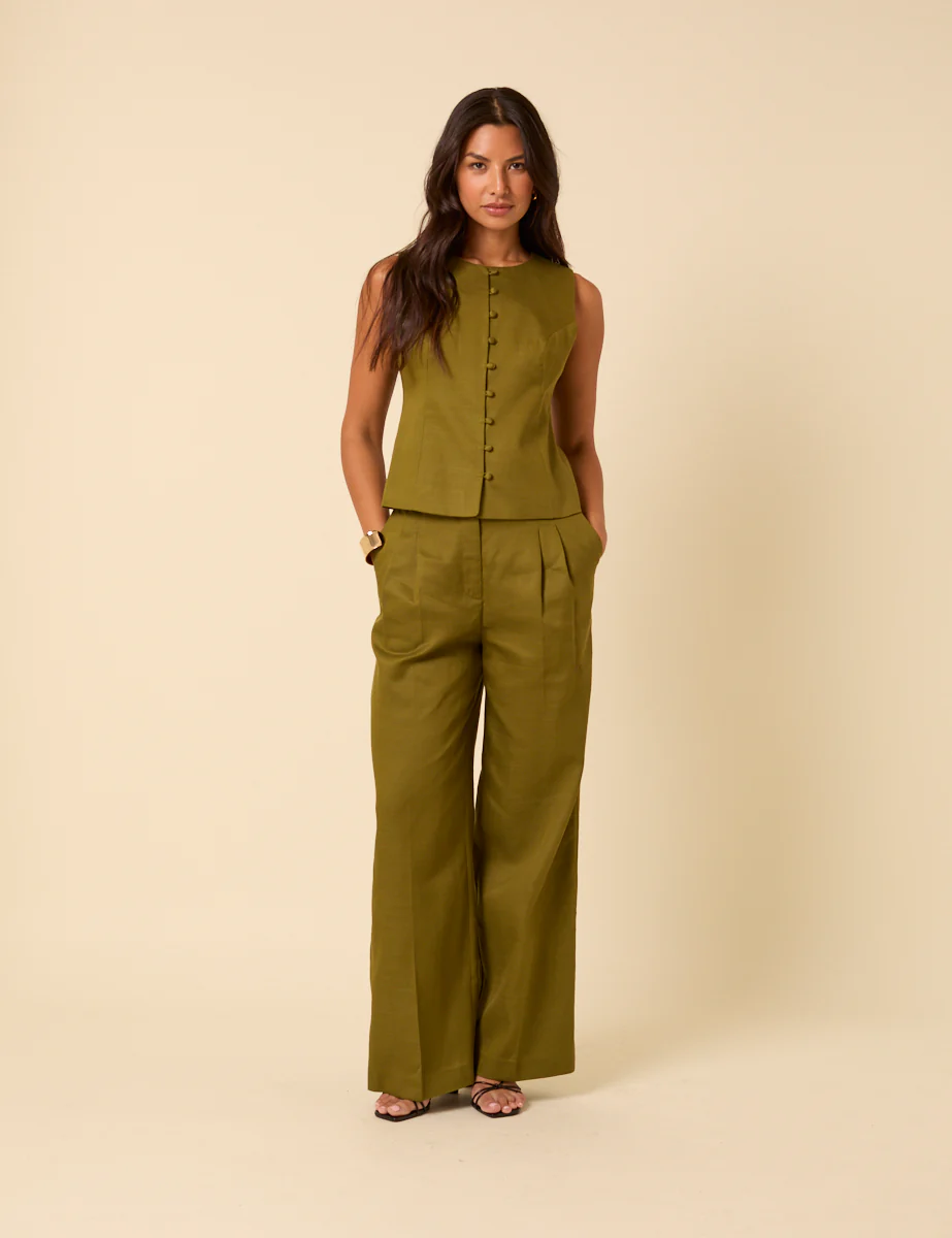 Green Crew Neck Tailored Waistcoat - Image 3
