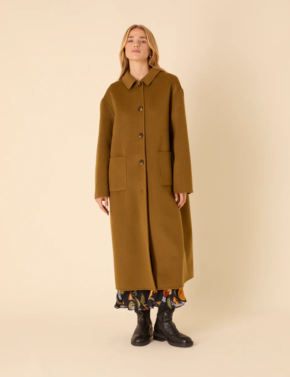 Green Wool-blend Scarf Shawl Coat - Image 5