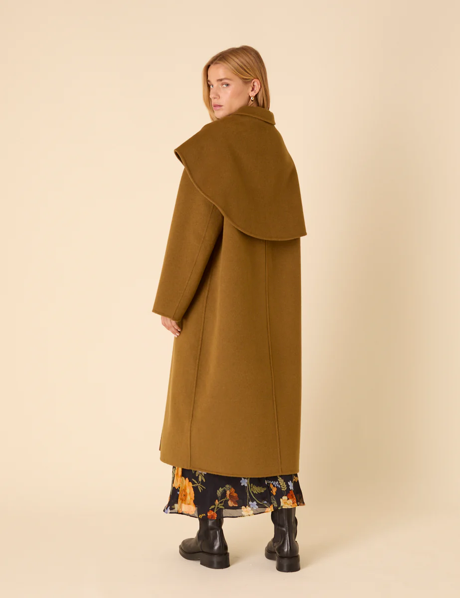 Green Wool-blend Scarf Shawl Coat - Image 6