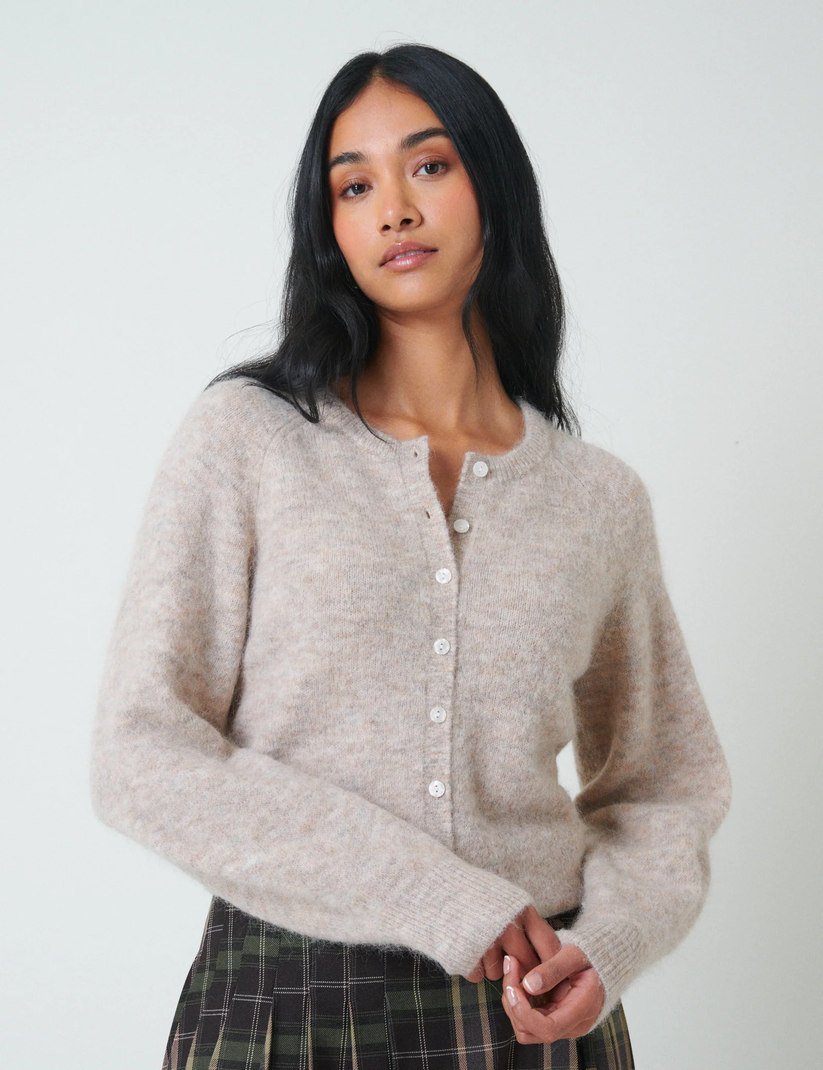 Beige Wool Blend Cardigan - Image 3