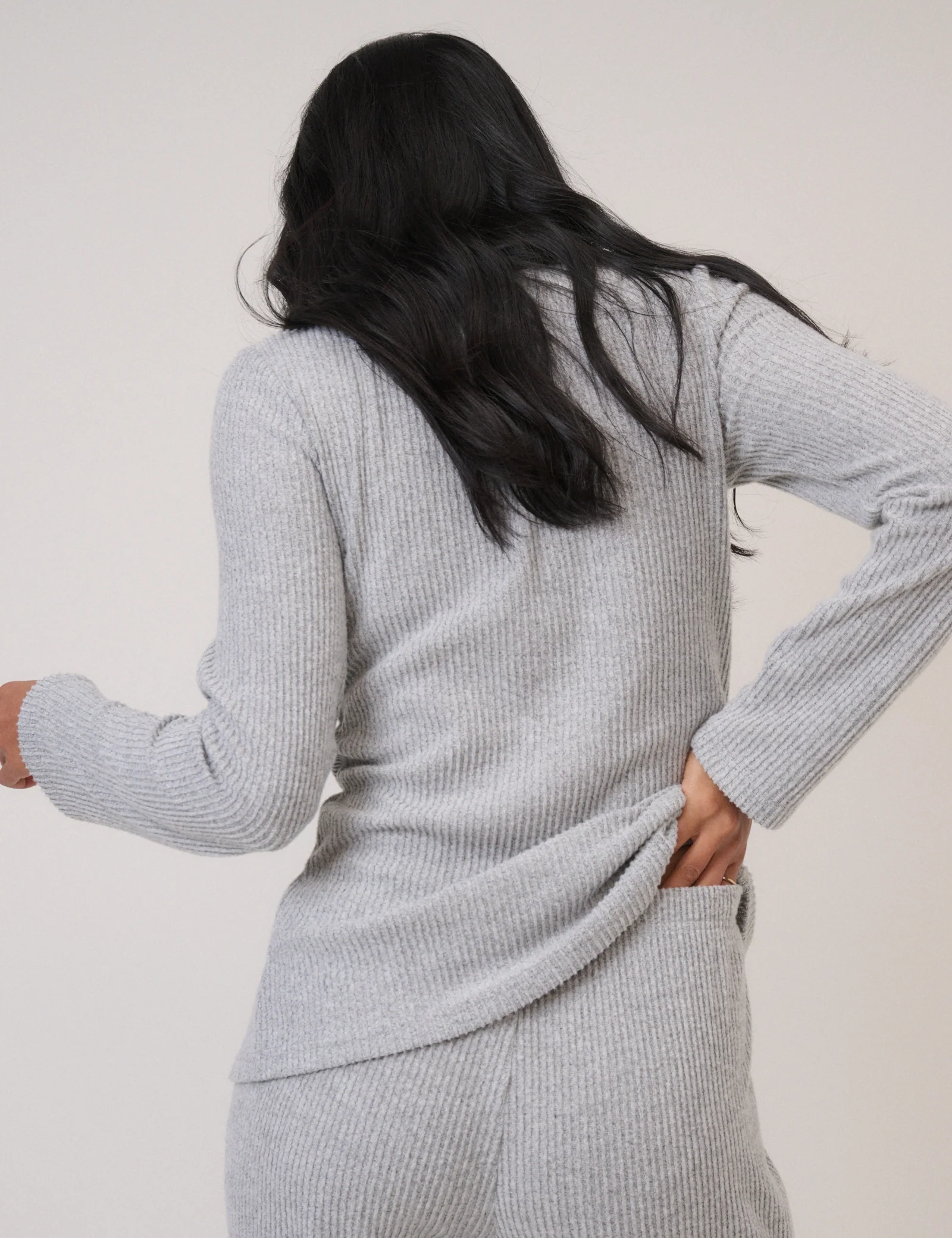Grey Ribbed Longline Cardigan - Image 5